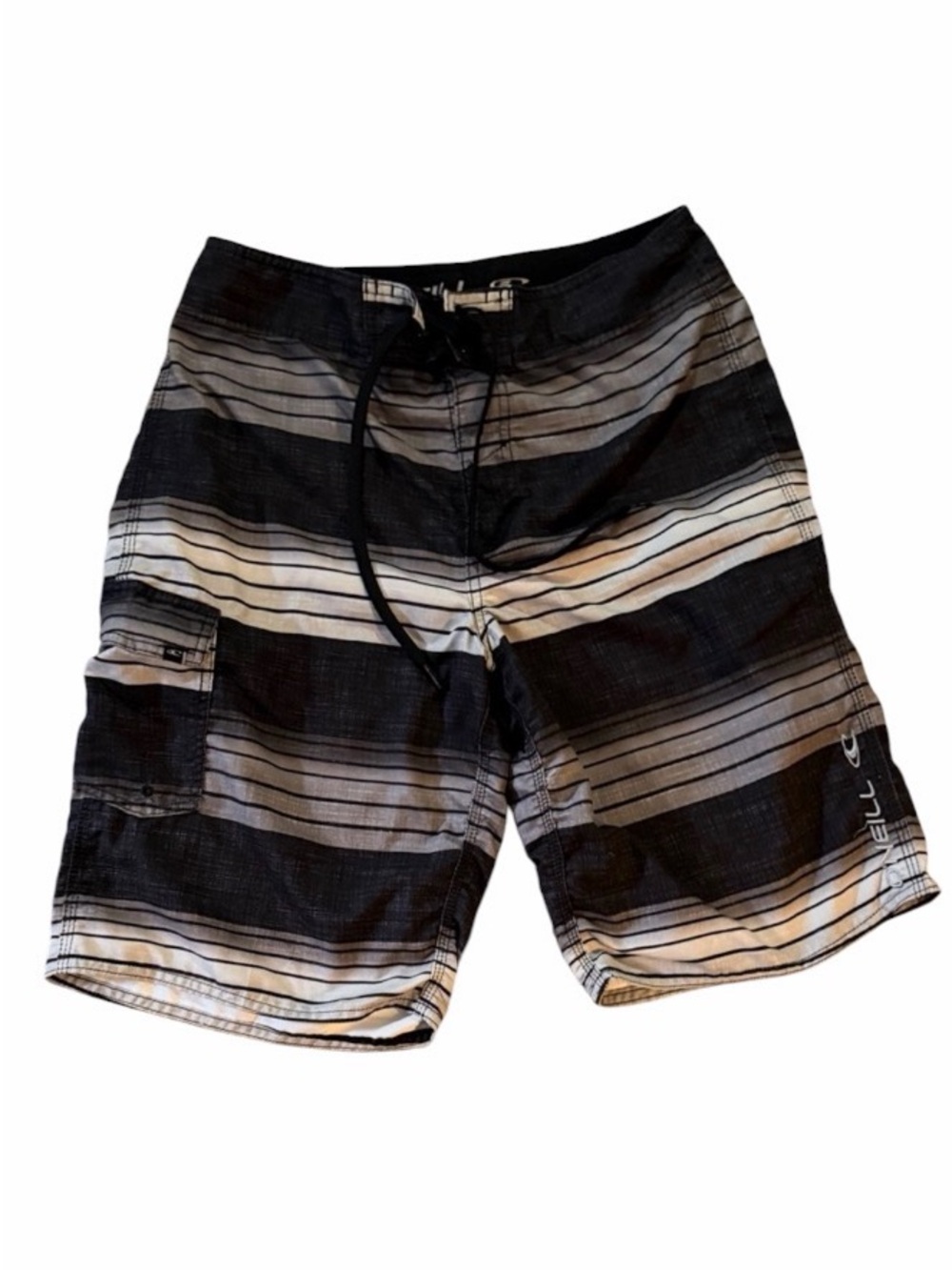 O'Neill Men's Black & Gray Striped Board Shorts